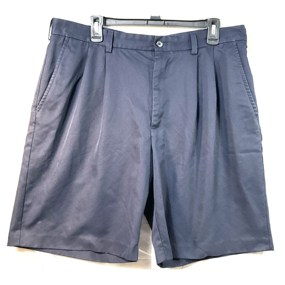 IZOD Golf Shorts Mens 36 Navy Blue Pleated 9.5